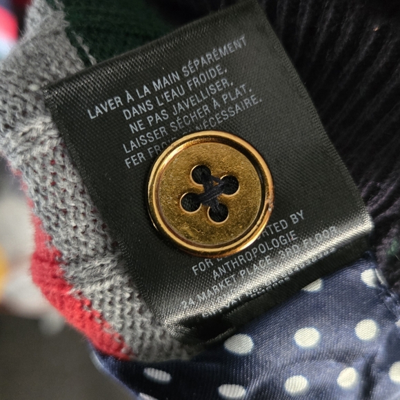 Anthropologie MOTH Cotton Blend Multicolor Striped Cardigan XL - Picture 6 of 7